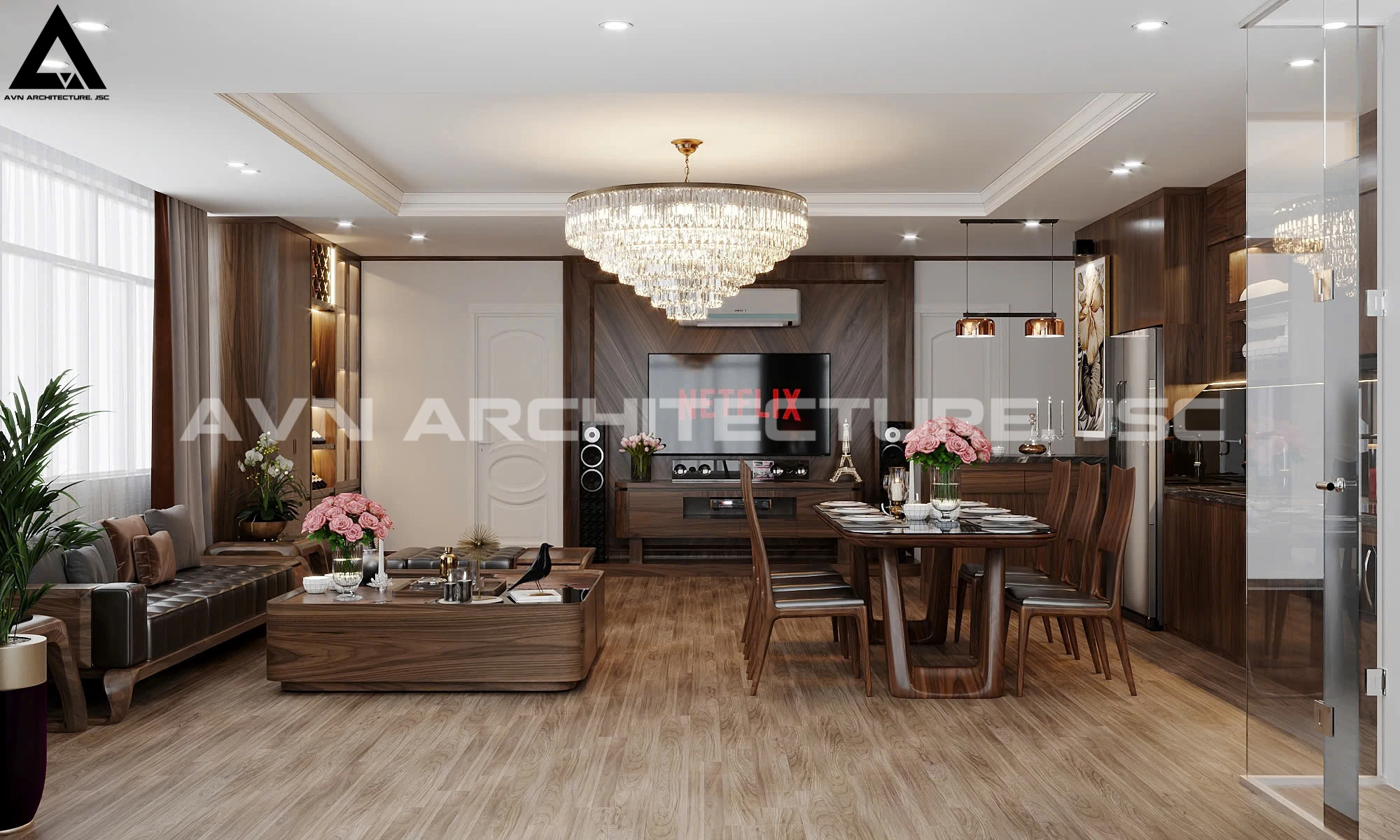 Cải Tạo Căn Hộ Vinaconex 150m² – Sang Trọng và Hiện Đại Với Gỗ Óc Chó