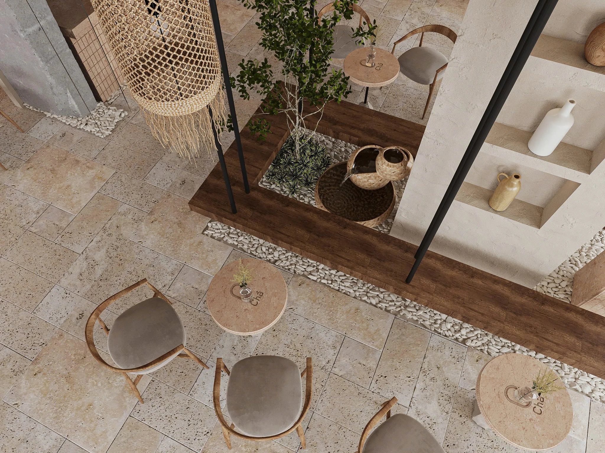 THIẾT KẾ QUÁN CAFE PHONG CÁCH WABI SABI – KHÔNG GIAN MỞ, TÔNG SÁNG TINH TẾ